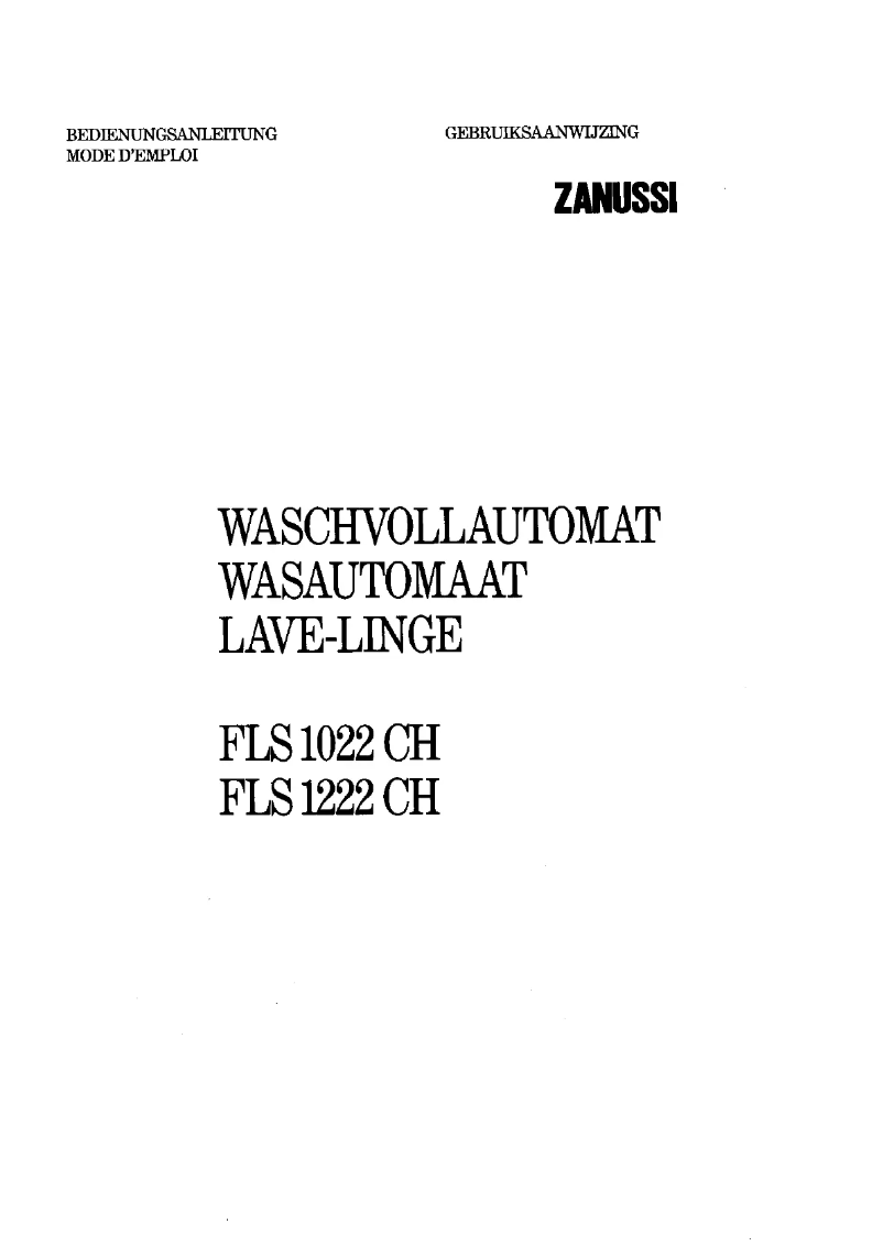 Page n°1 - Manuel utilisateur Zanussi FLS 1222 ch