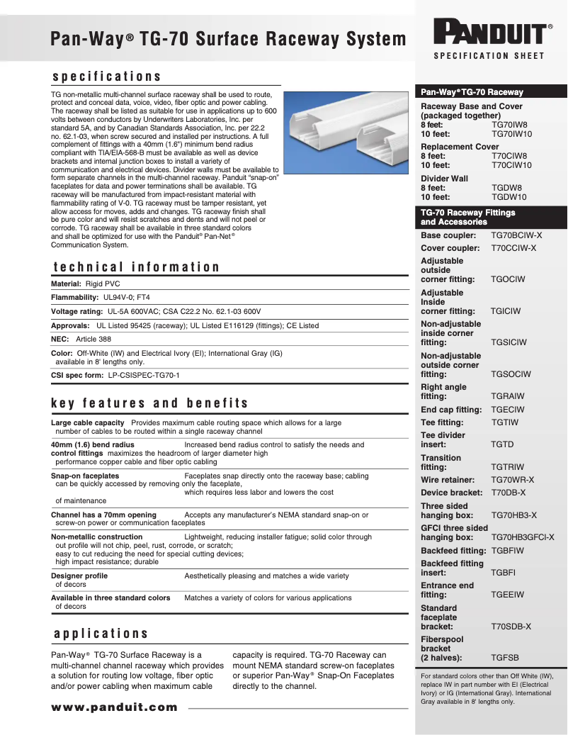 Page 1 de la notice Manuel utilisateur Panduit TGRAEI