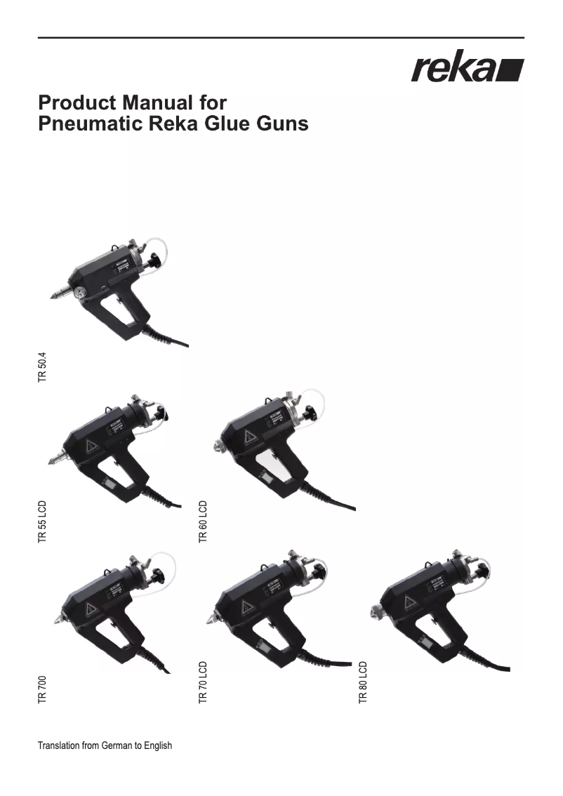 Page n°1 - Manuel utilisateur Reka TR 50.4