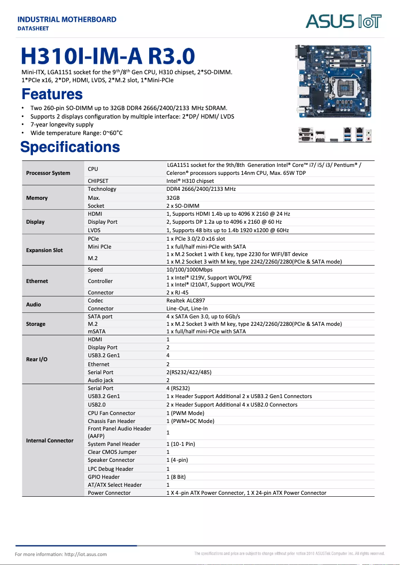 Image de la première page du manuel de l'appareil H310I-IM-A R3.0