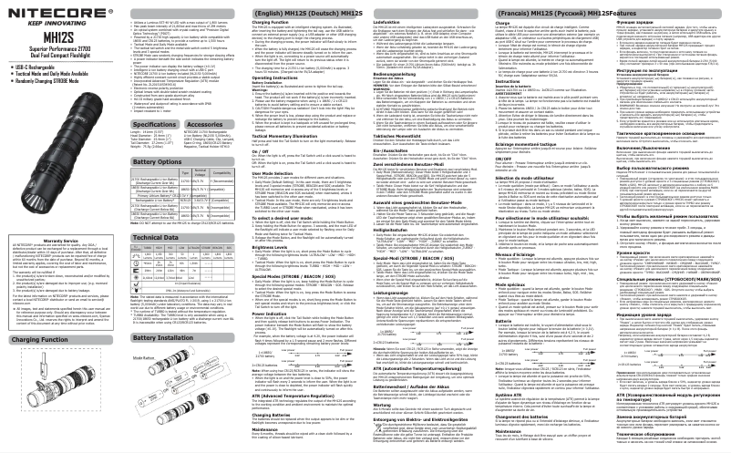 Page 1 de la notice Manuel utilisateur Nitecore MH12S