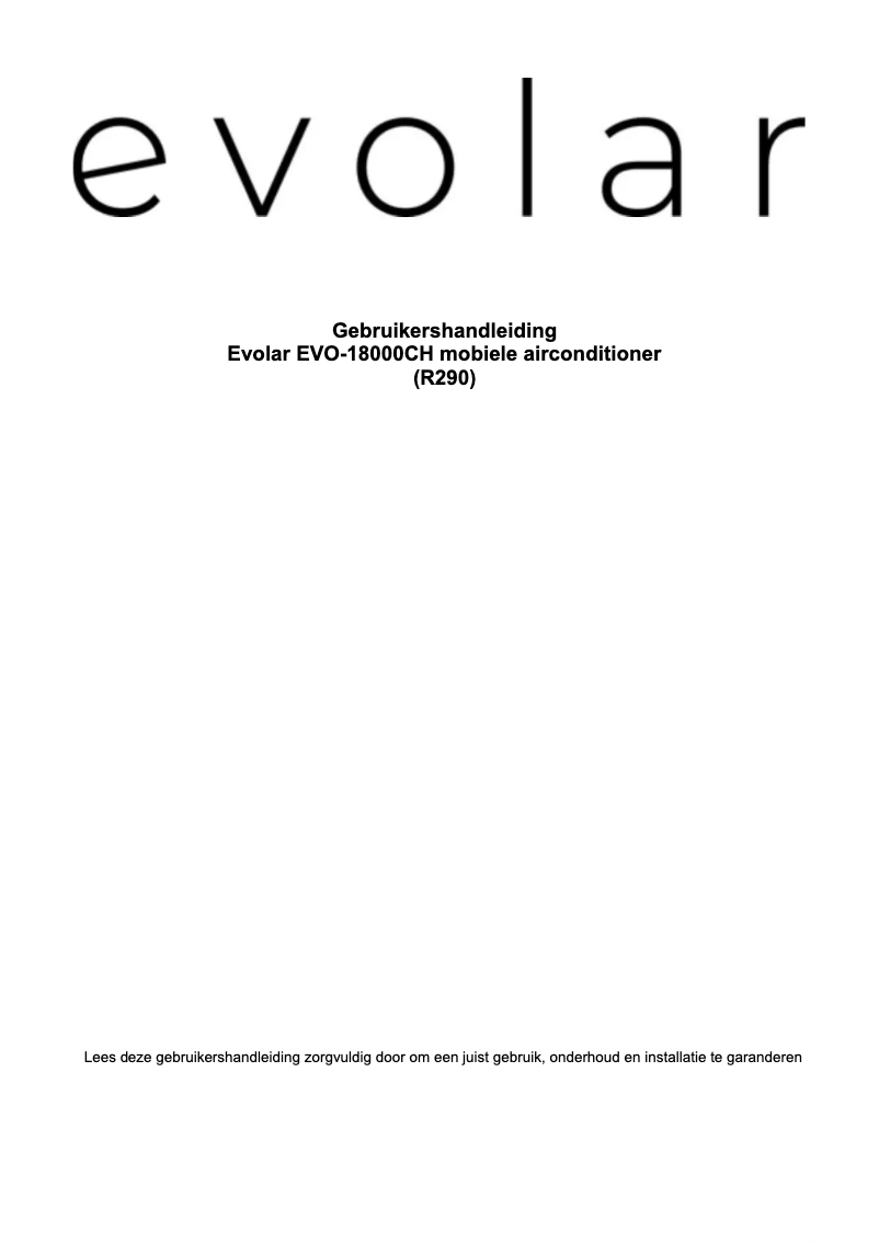 Page n°1 - Manuel utilisateur Evolar EVO-18000CH