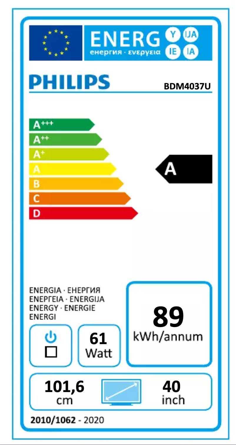 Page 1 of the manual Energy Label Philips BDM3275UP