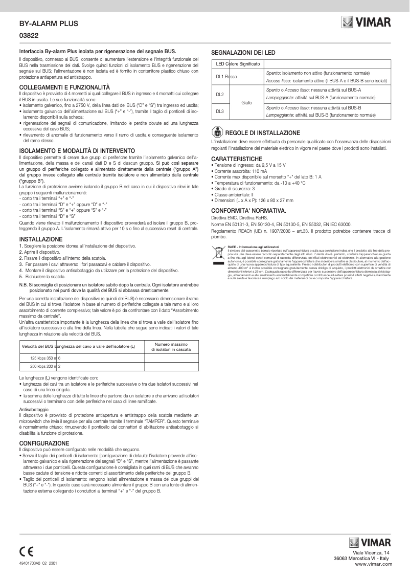 Page n°1 - Instructions / montage Vimar 03822