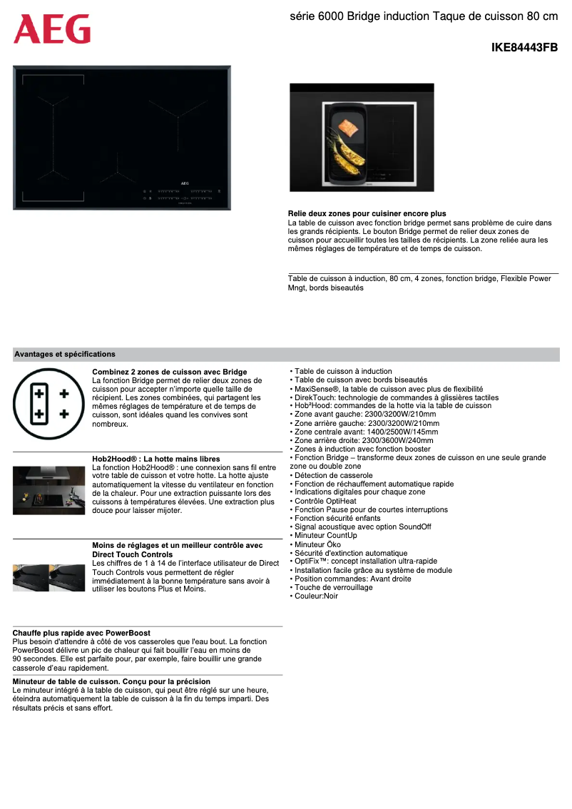 Página 1 del manual Ficha técnica AEG IKE84443FB