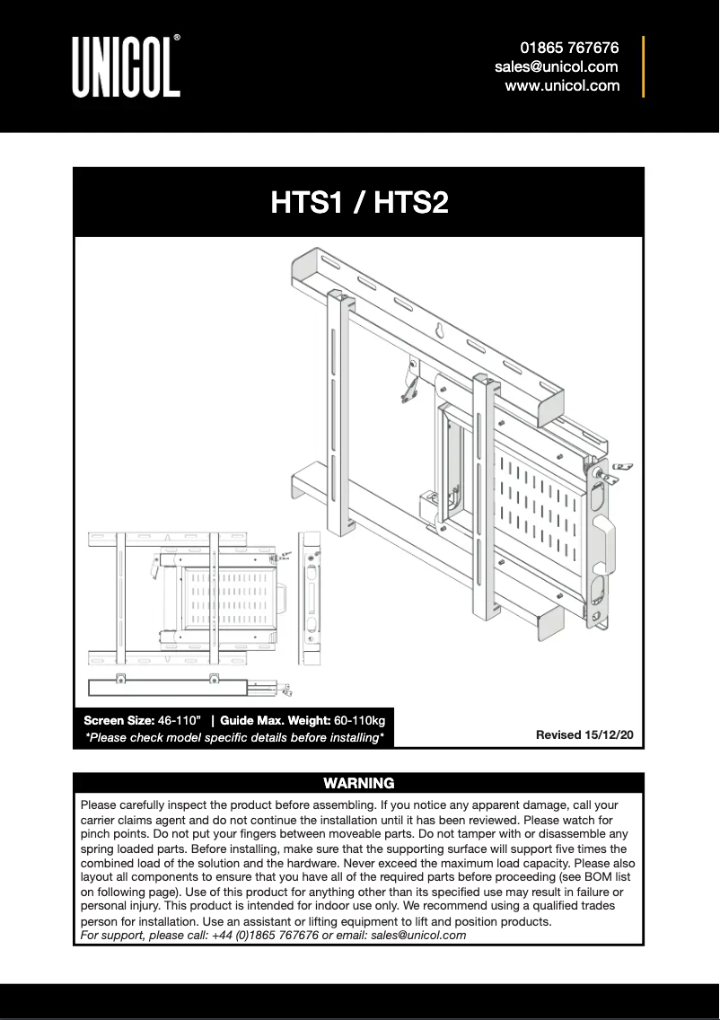 Page n°1 - Manuel utilisateur Unicol HTS2