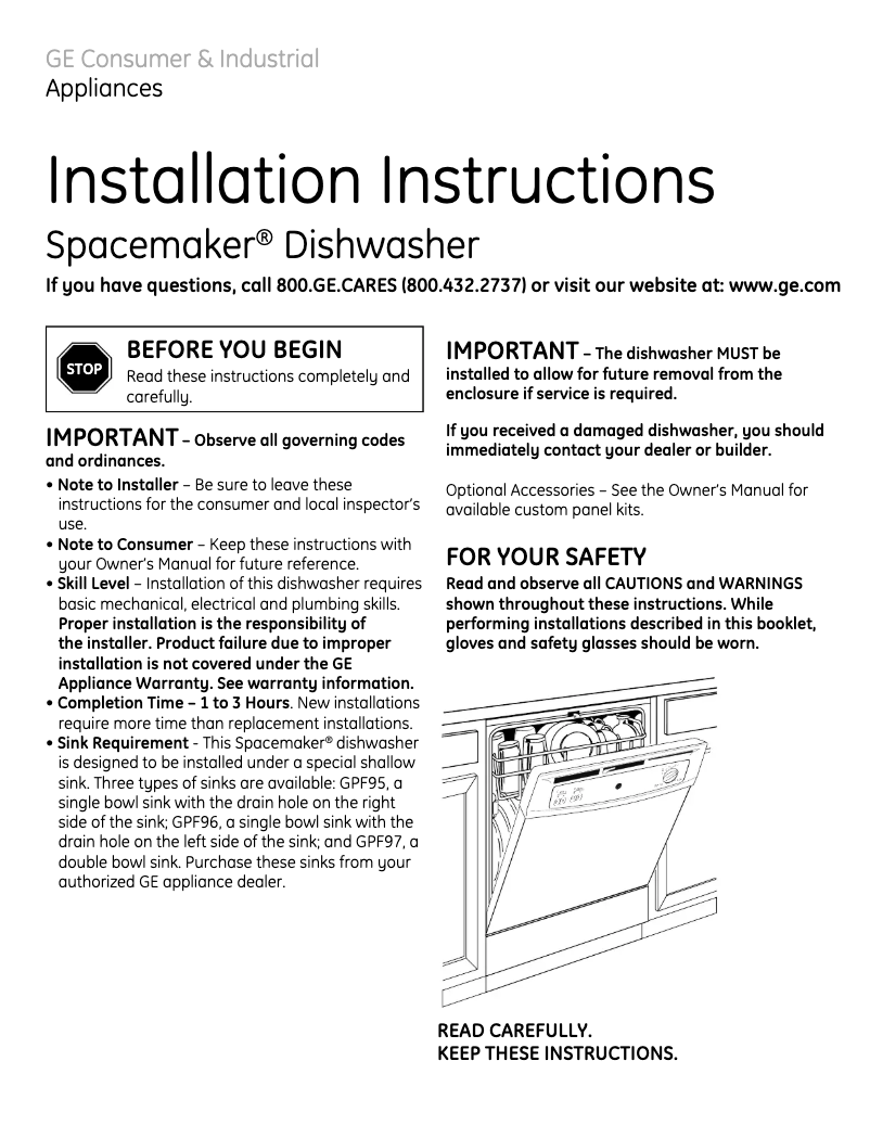 Page 1 de la notice Guide d'installation GE GSM2200NCC