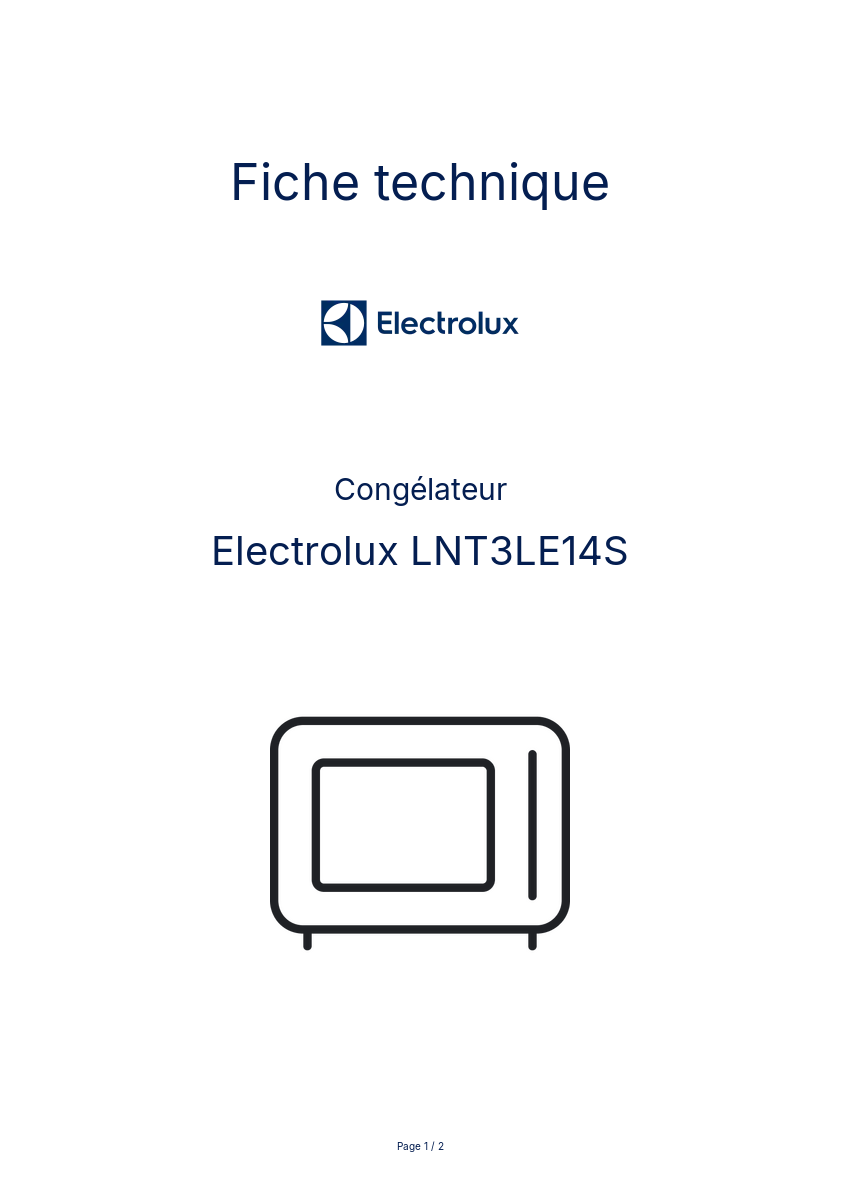 Page n°1 - Fiche technique Electrolux LNT3LE14S