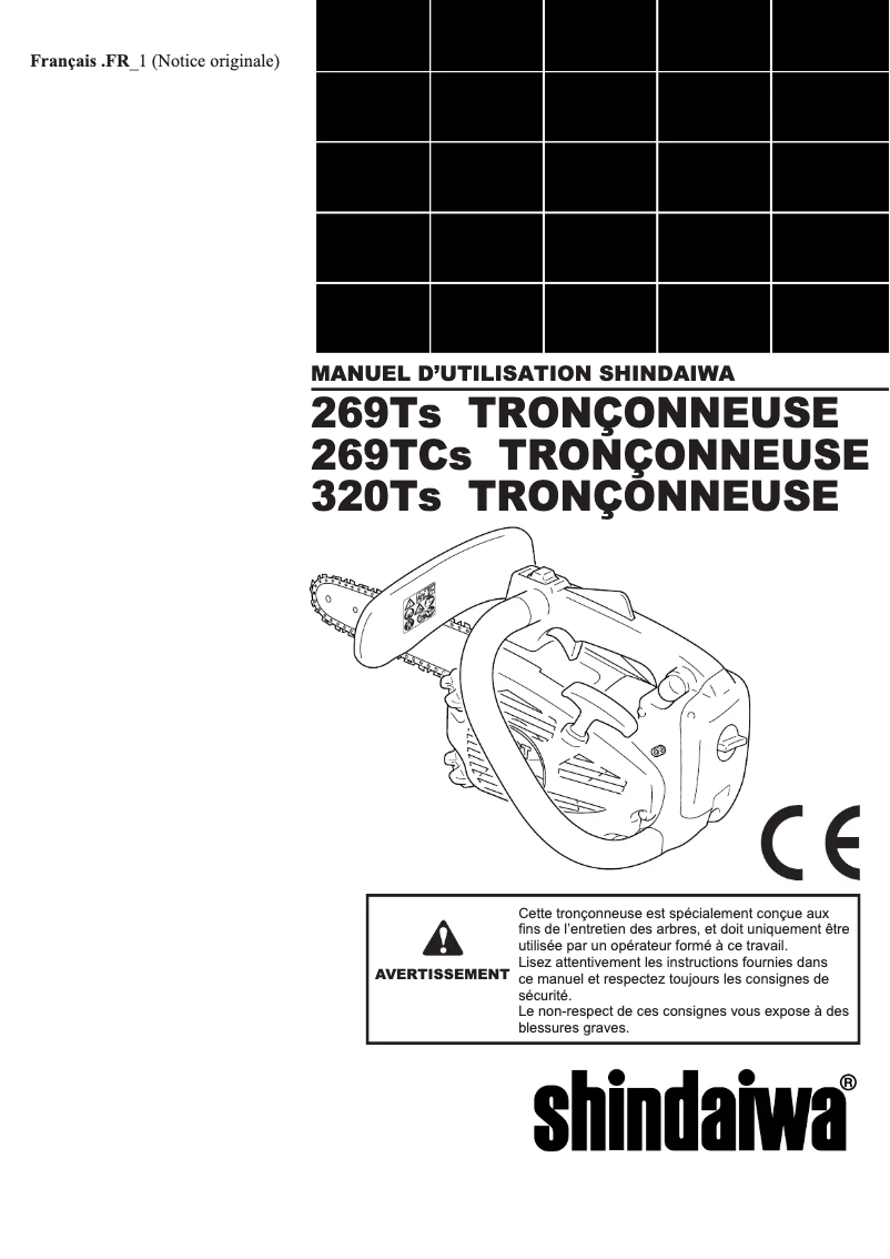 Page 1 de la notice Manuel utilisateur Shindaiwa 269TS