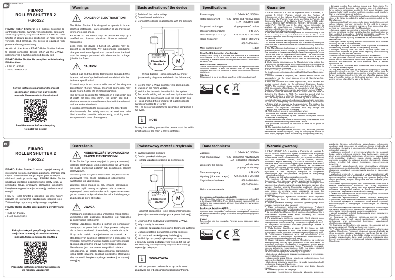 Page n°1 - Manuel utilisateur Fibaro Roller Shutter 2 FGR-222