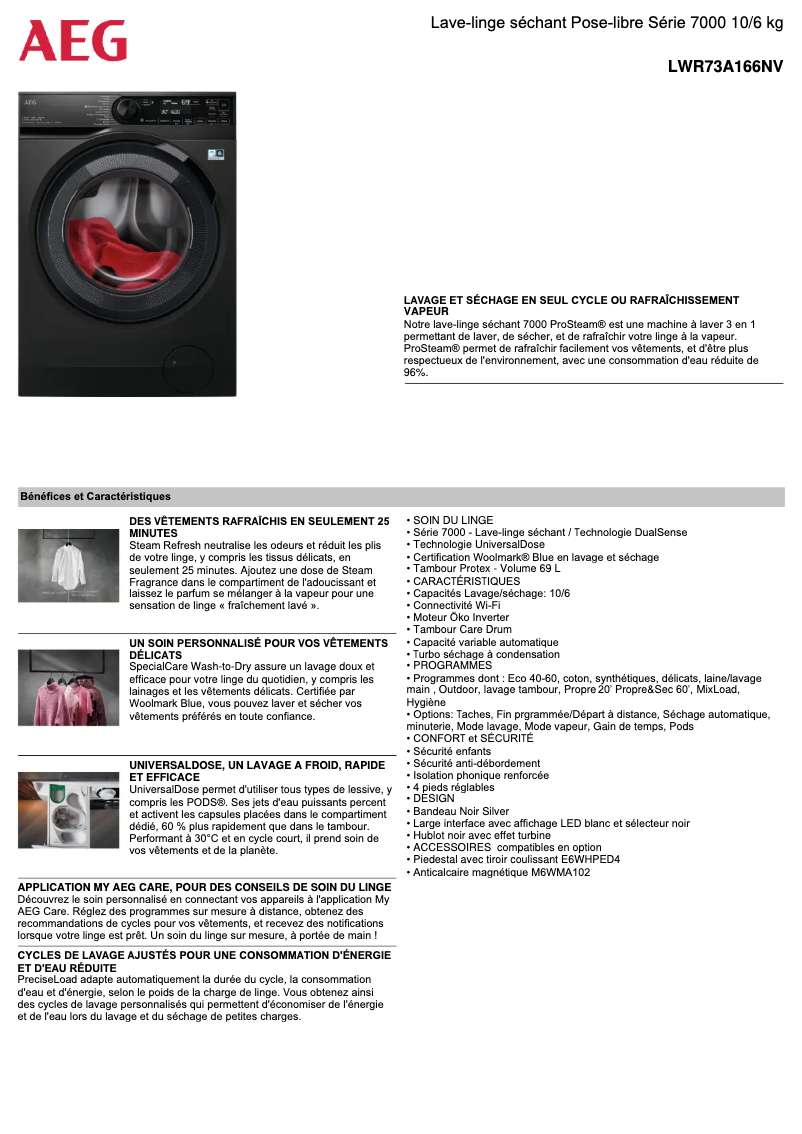 Image de la première page du manuel de l'appareil LWR73A166NV