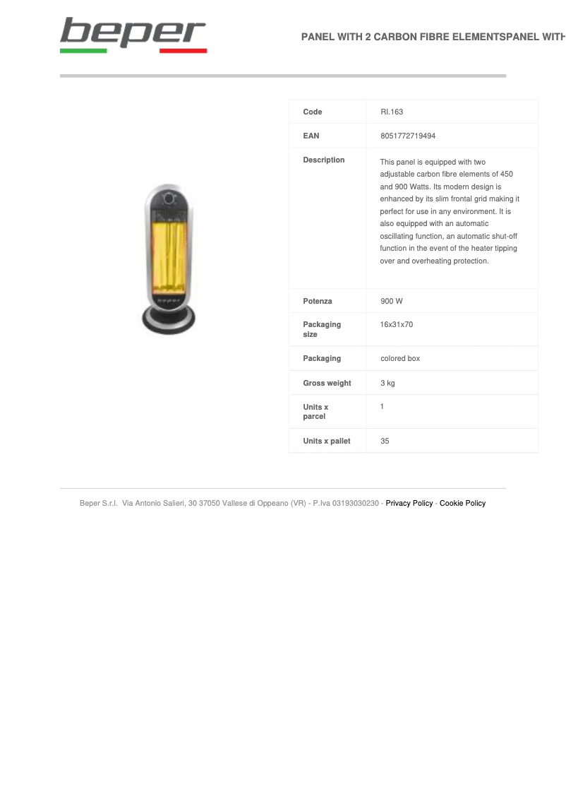 Page n°1 - Manuel utilisateur Beper RI.163