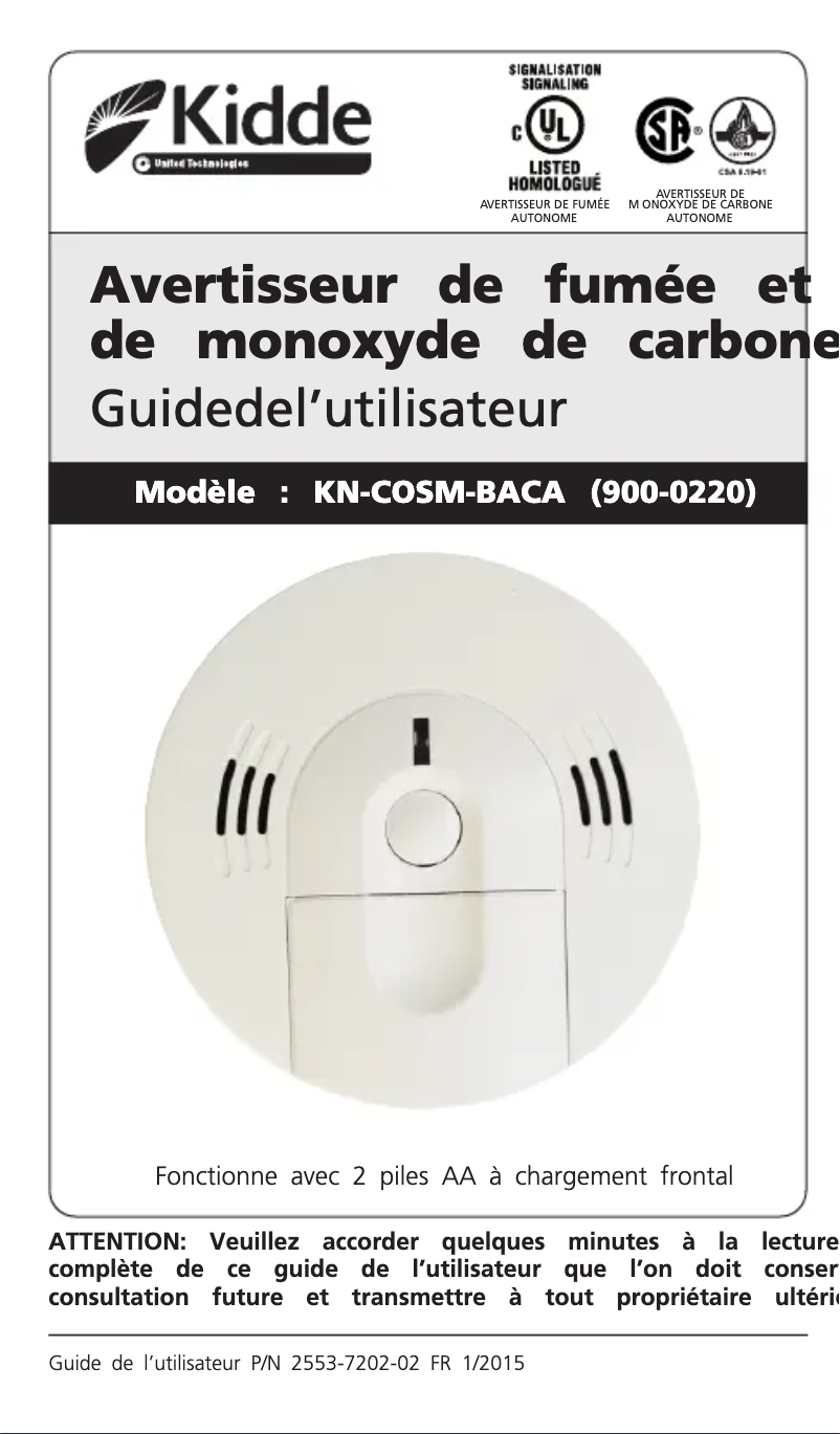 Image de la première page du manuel de l'appareil KN-COSM-BACA