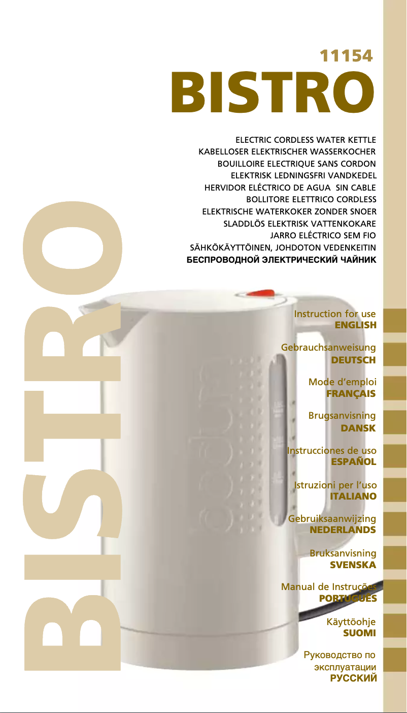 Page n°1 - Manuel utilisateur Bodum Bistro 11154
