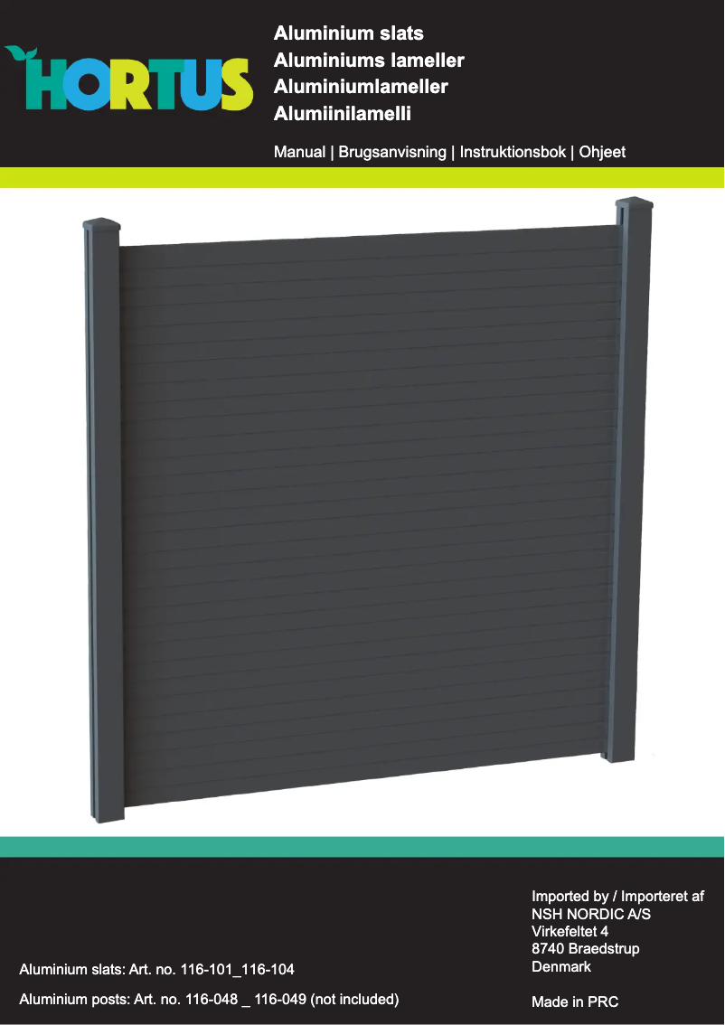 Page 1 de la notice Manuel utilisateur Hortus 116-101