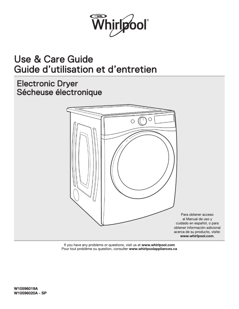Page 1 de la notice Manuel d'utilisation et d'entretien Whirlpool Duet WED87HEDC