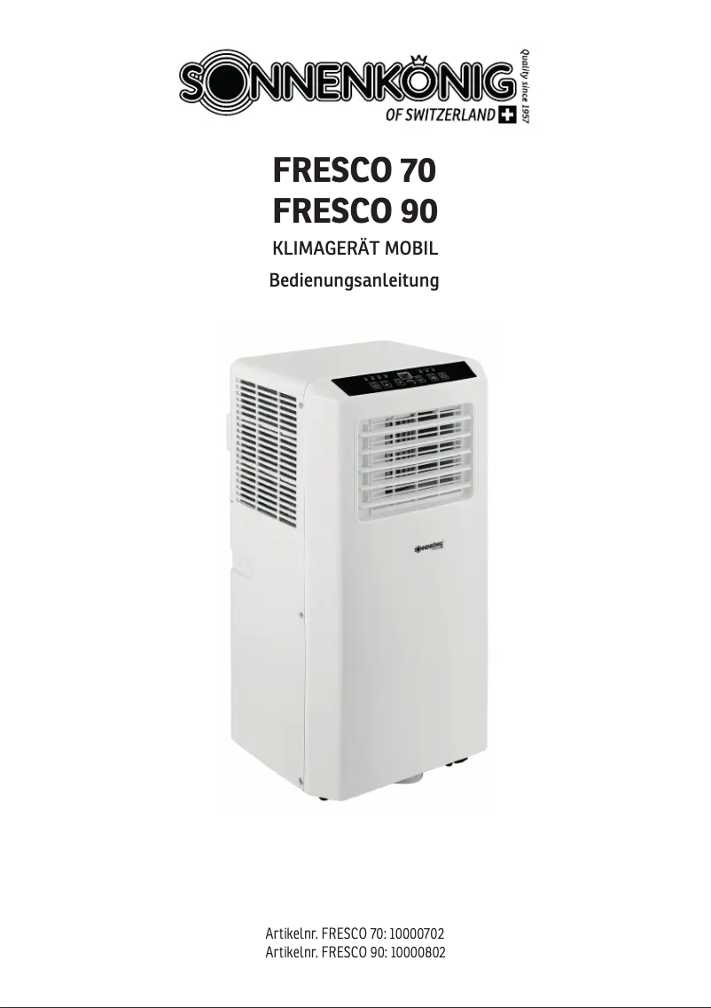 Page 1 de la notice Manuel utilisateur Sonnenkönig Fresco 70