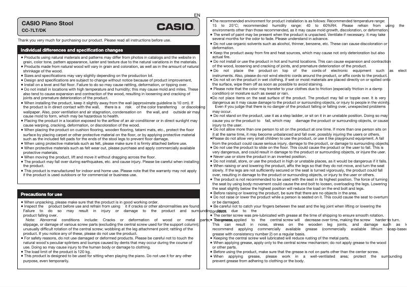 Page n°1 - Manuel utilisateur Casio CC-7
