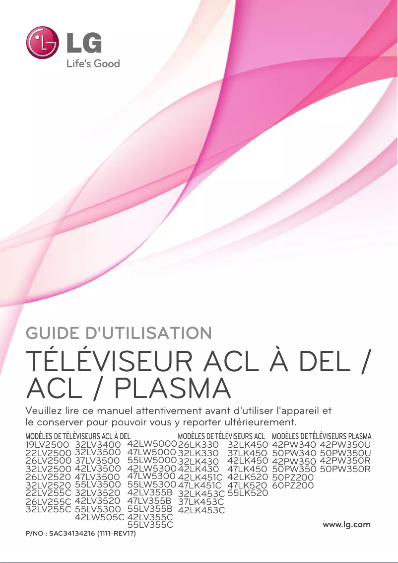 Page 1 de la notice Manuel utilisateur LG 55LW5000