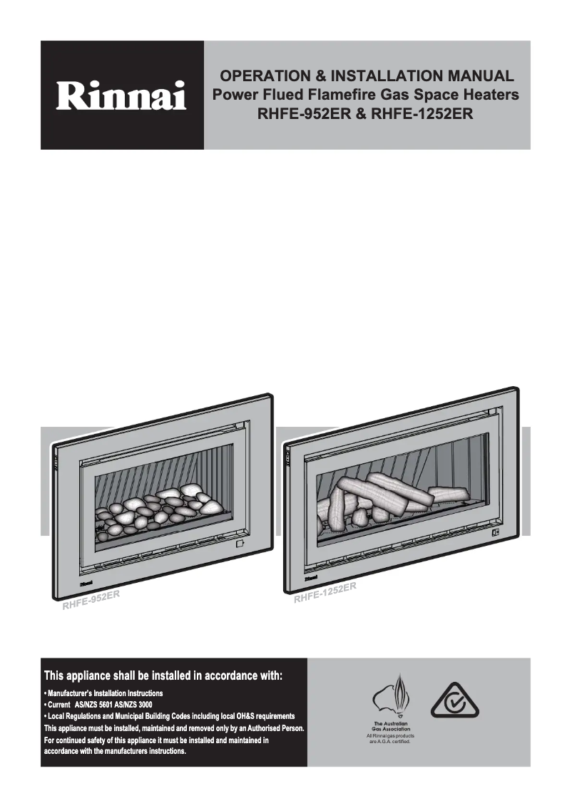 Page n°1 - Manuel utilisateur Rinnai RHFE-1252ER