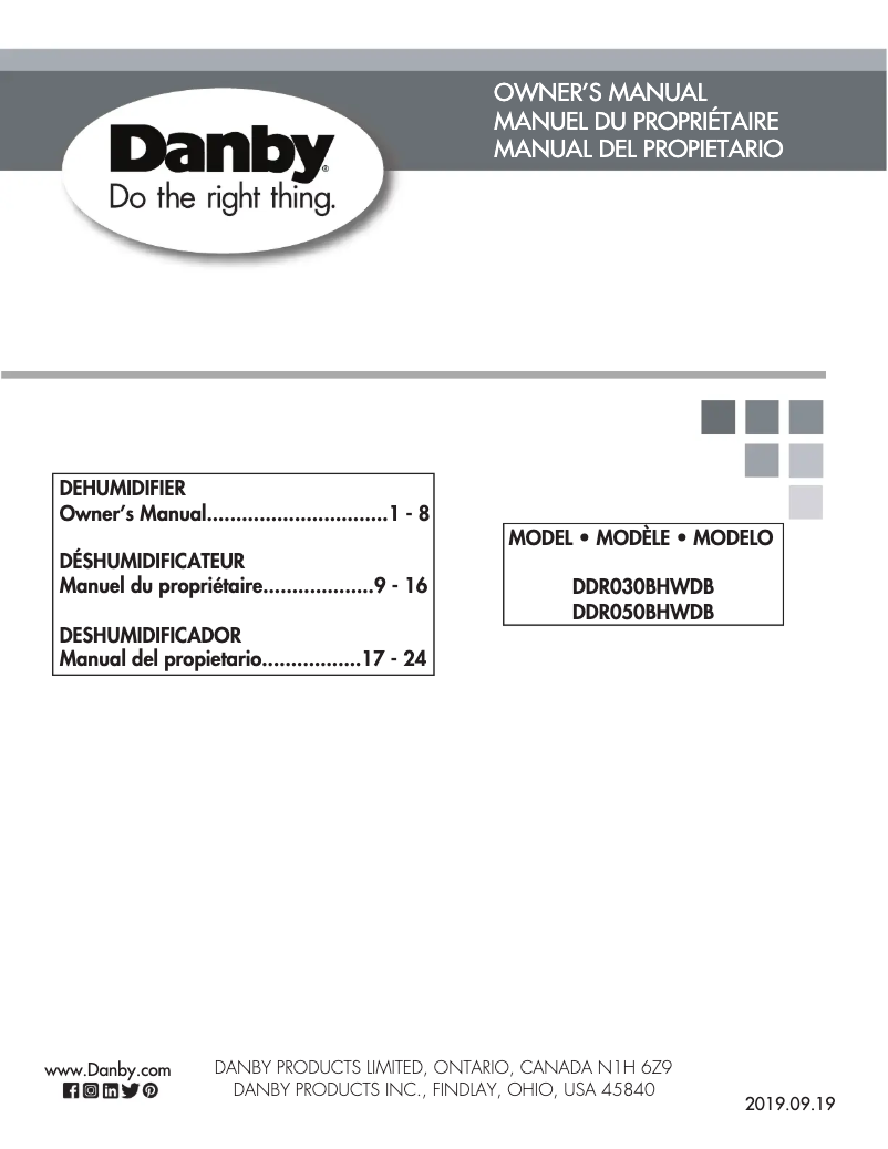 Page 1 de la notice Manuel utilisateur Danby DDR030BHWDB
