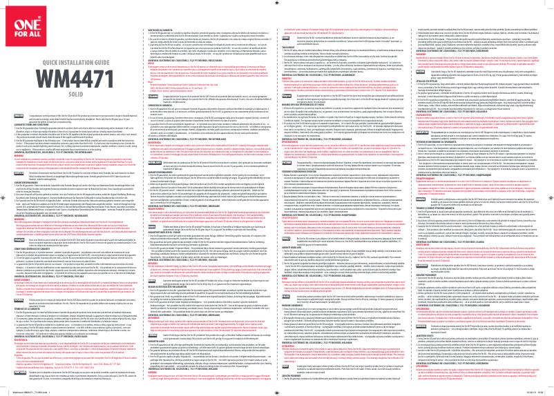 Page 1 de la notice Manuel utilisateur One for all WM1411