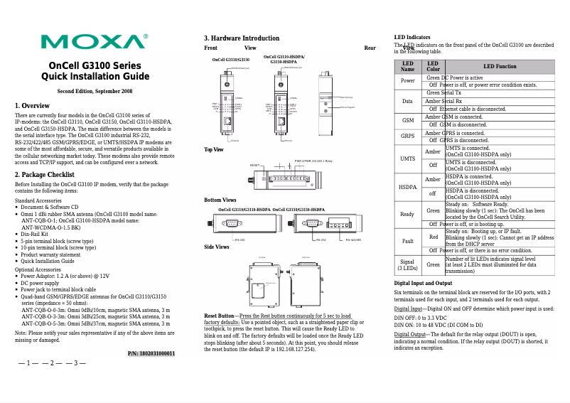 Page n°1 - Manuel utilisateur Moxa OnCell G3110-HSDPA-JPS