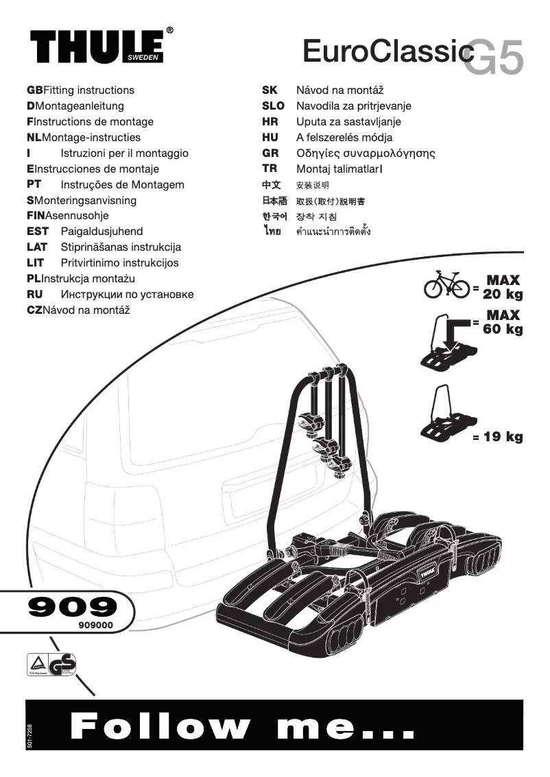 Page n°1 - Manuel utilisateur Thule EuroClassic G5 909