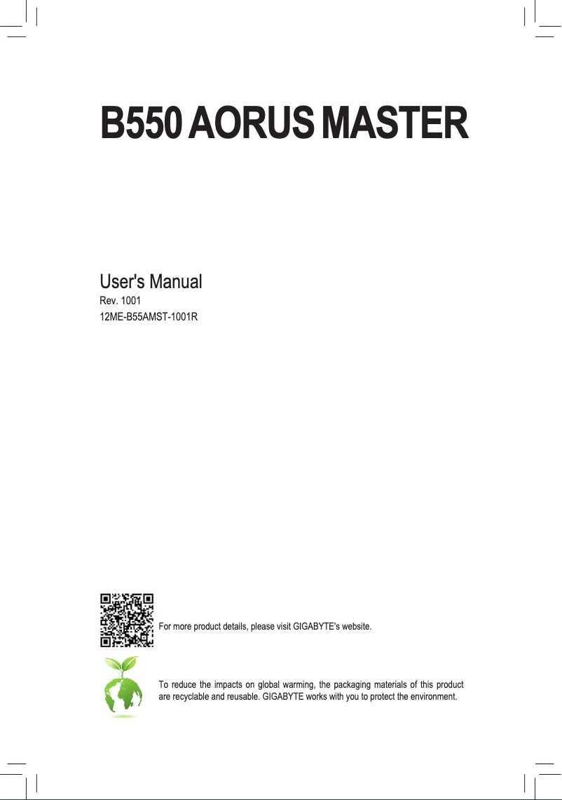 Page n°1 - Manuel utilisateur Gigabyte B550 Aorus