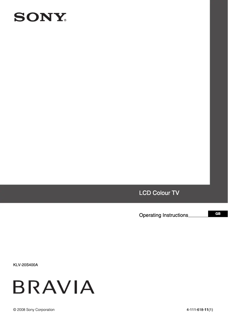 Page 1 de la notice Manuel utilisateur Sony Bravia KLV-20S400A