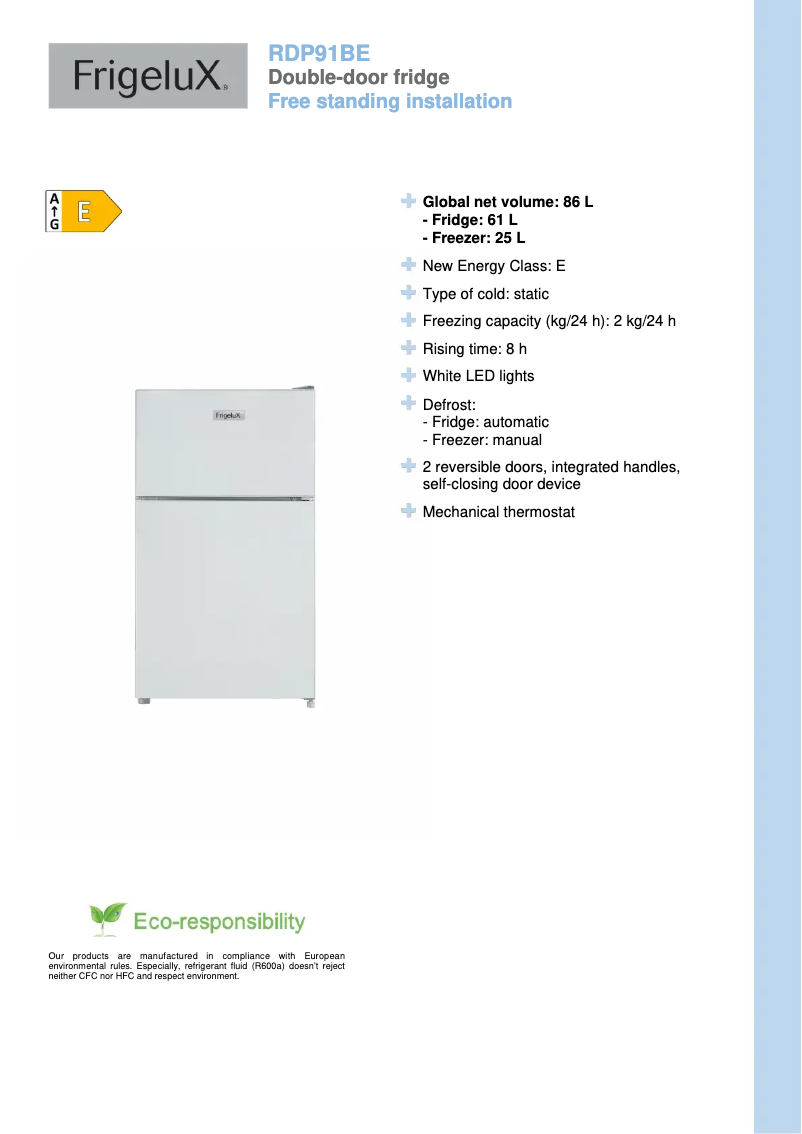 Image de la première page du manuel de l'appareil RDP91BE