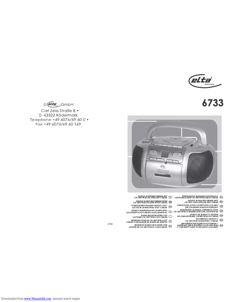 Page 1 de la notice Manuel utilisateur Elta 6733