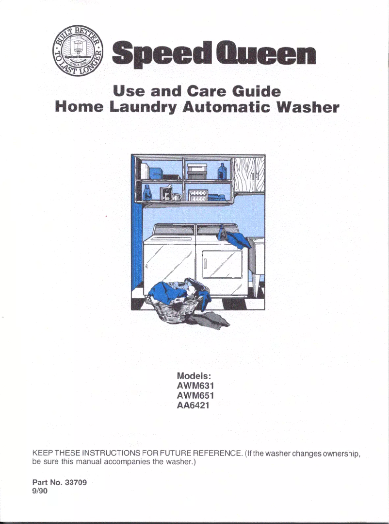 Page 1 de la notice Manuel utilisateur Speed Queen AA6421W