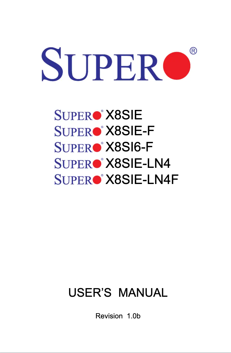 Page 1 de la notice Manuel utilisateur Supermicro X8SIE-LN4-O