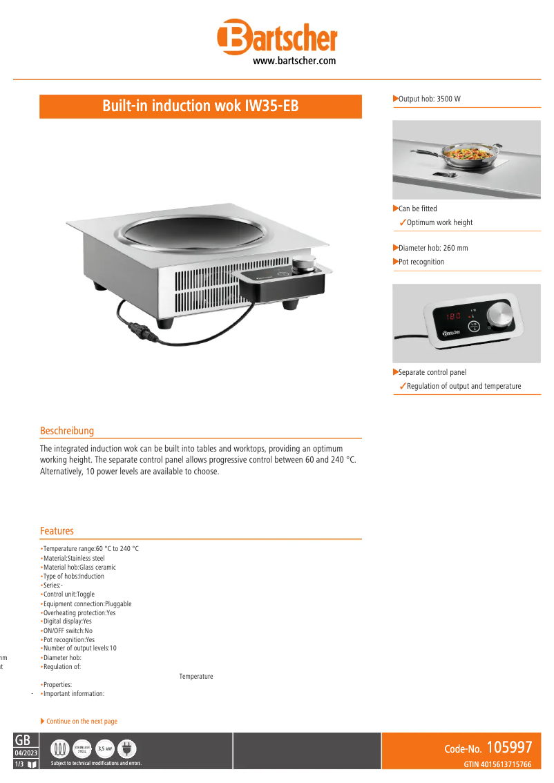 Image de la première page du manuel de l'appareil IW35-EB