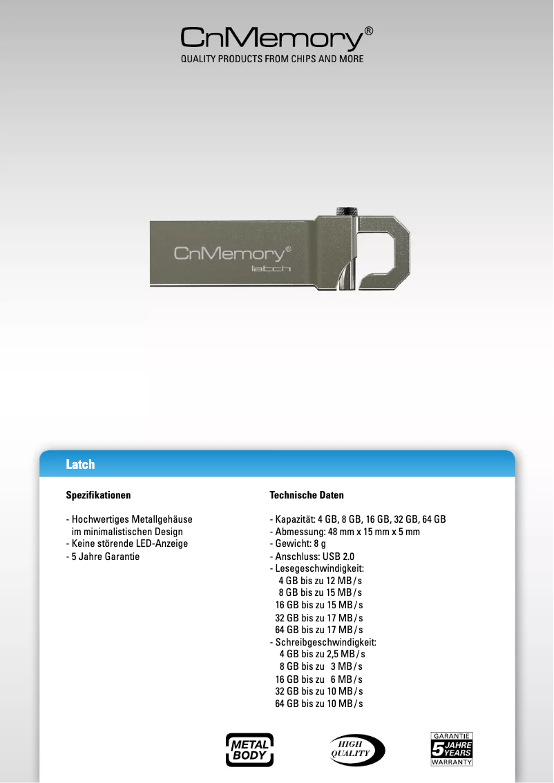 Page 1 de la notice Manuel utilisateur CnMemory Latch