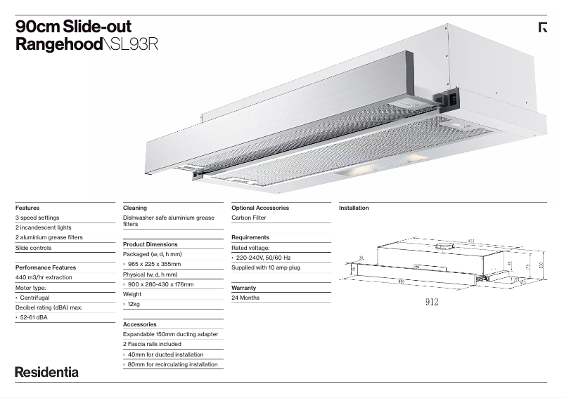 Página 1 del manual Ficha técnica InAlto SL93R