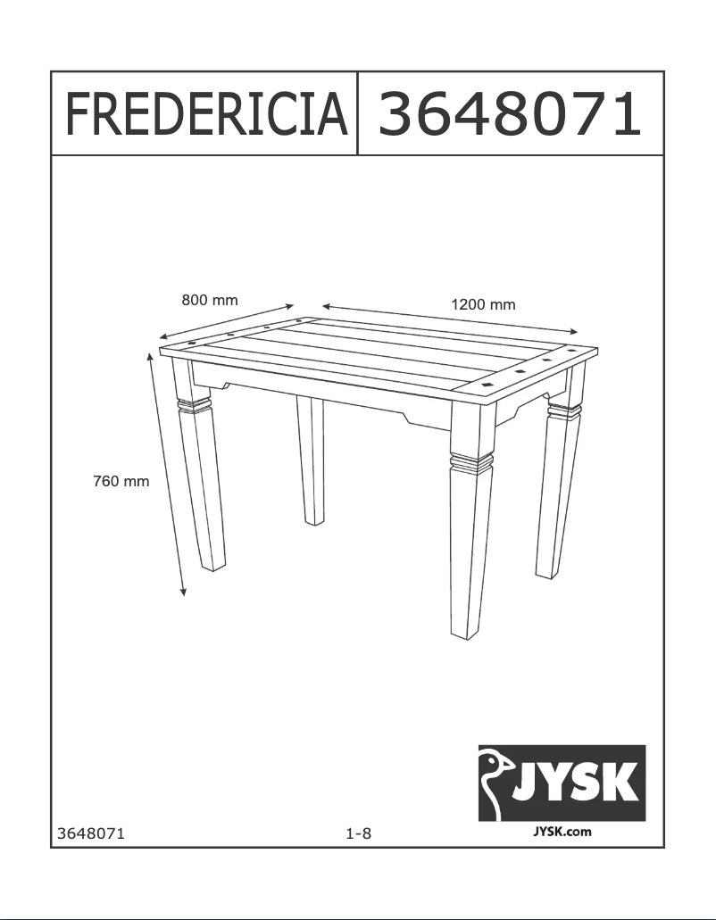 Imagen de la primera página del manual del dispositivo Fredericia (80x120x76)