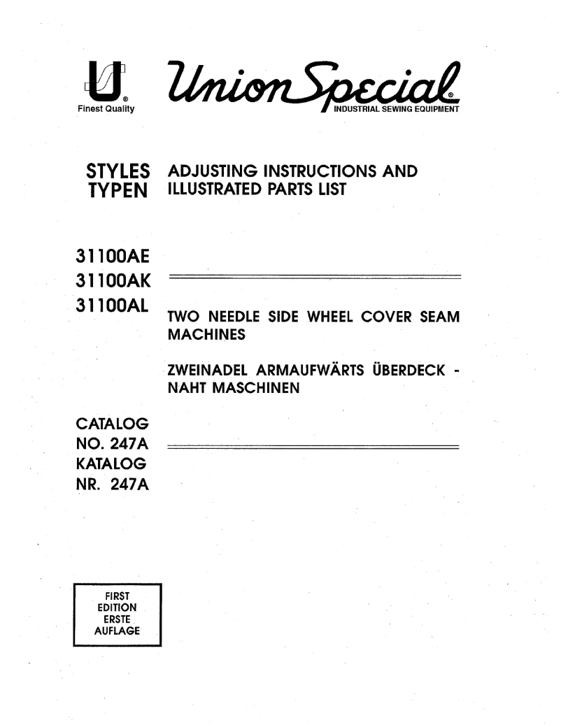 Page 1 de la notice Manuel utilisateur Union Special 31100AL