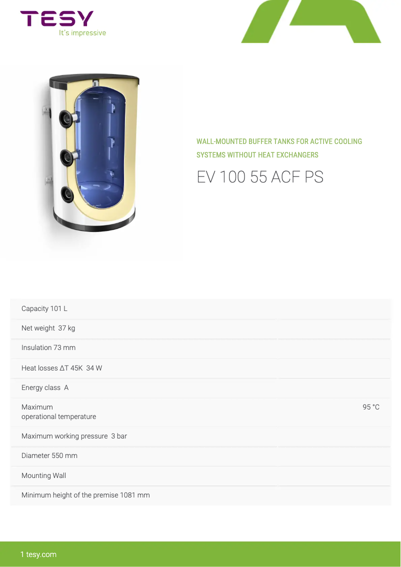 Página 1 del manual Manual de usuario Tesy EV 100 55 ACF PS