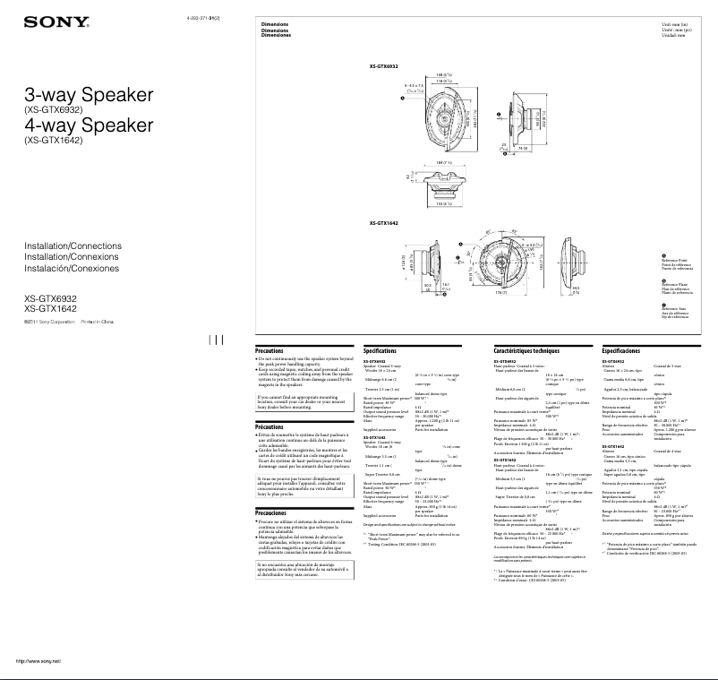 Page n°1 - Manuel utilisateur Sony XS-GTX6932