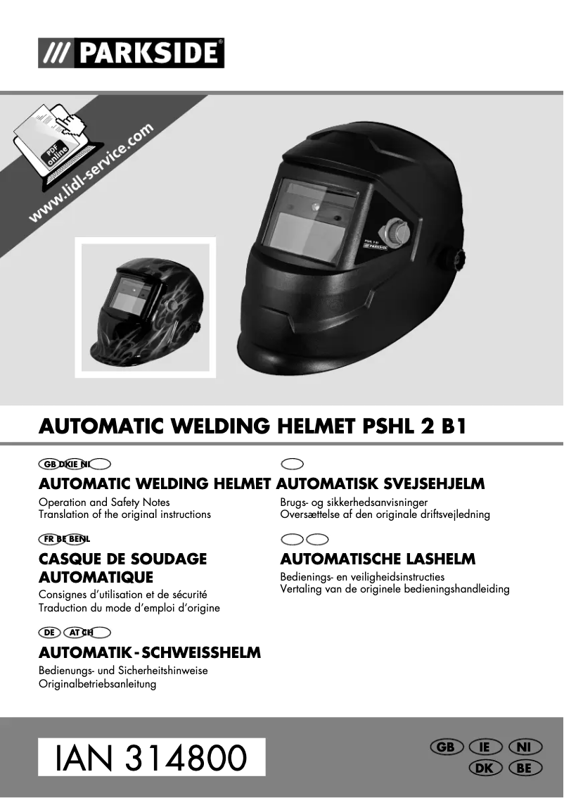 Page n°1 - Manuel utilisateur Parkside PSHL 2 B1