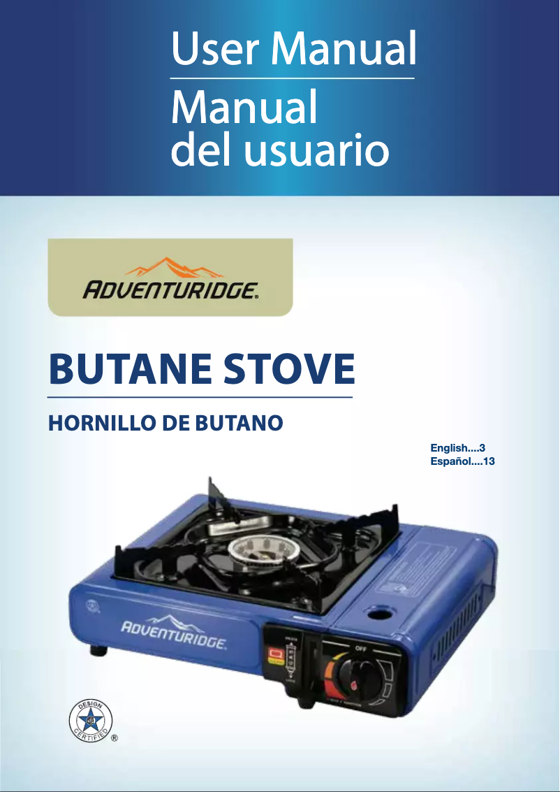 Page n°1 - Manuel utilisateur Adventuridge Butane Stove