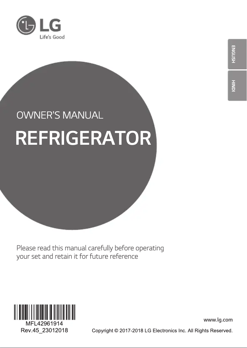 Page 1 de la notice Manuel utilisateur LG GL-B201ARGX