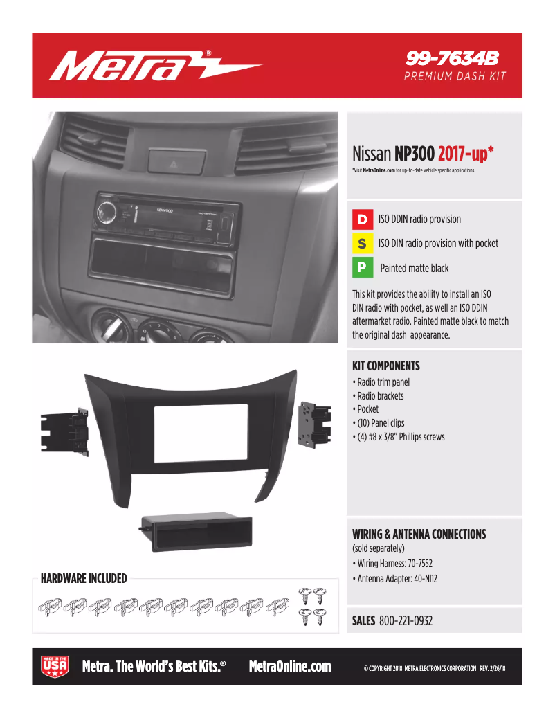 Page n°1 - Manuel utilisateur Metra 99-7634B