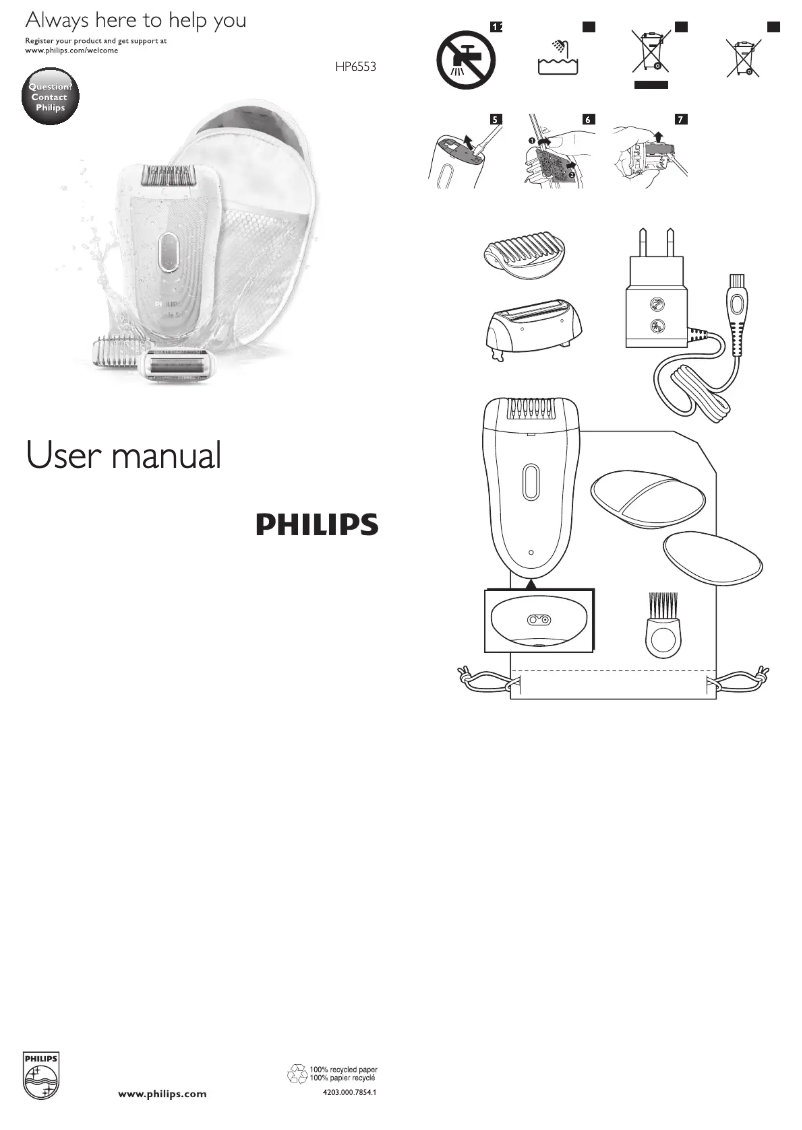 Page 1 de la notice Manuel utilisateur Philips Satinelle Soft HP6553