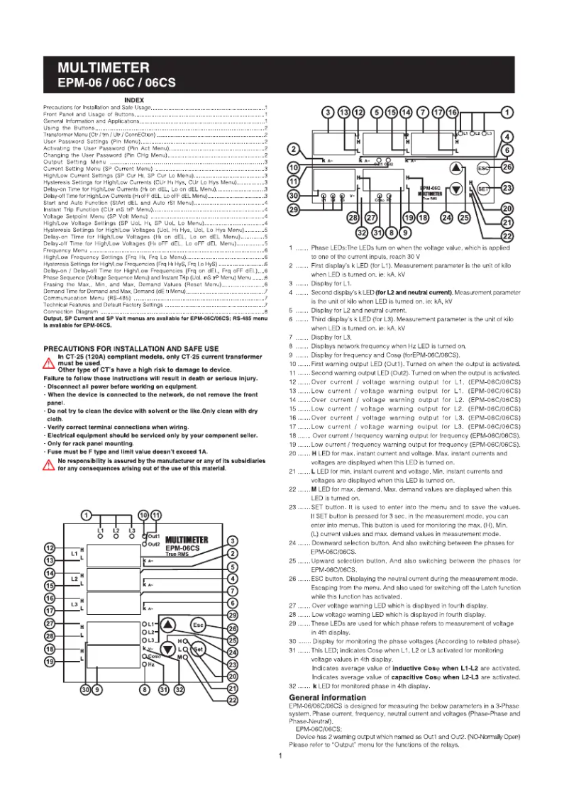 Image de la première page du manuel de l'appareil EPM-06C-DIN