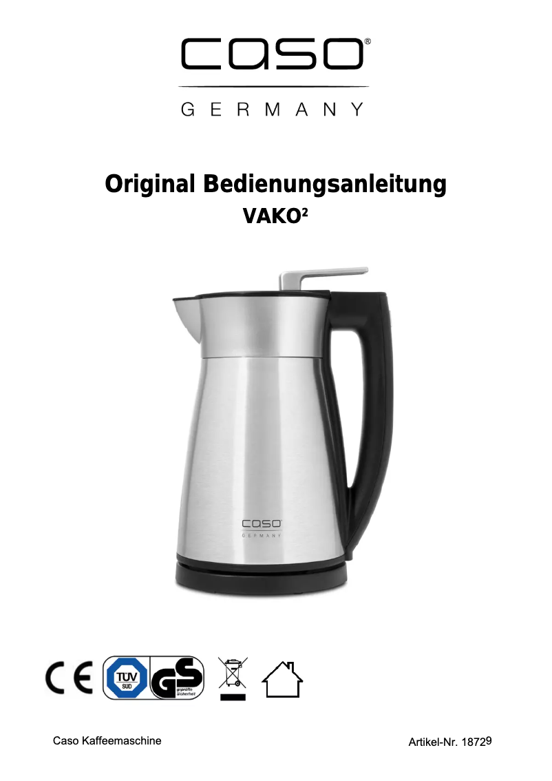 Page 1 de la notice Manuel utilisateur Caso VAKO 2