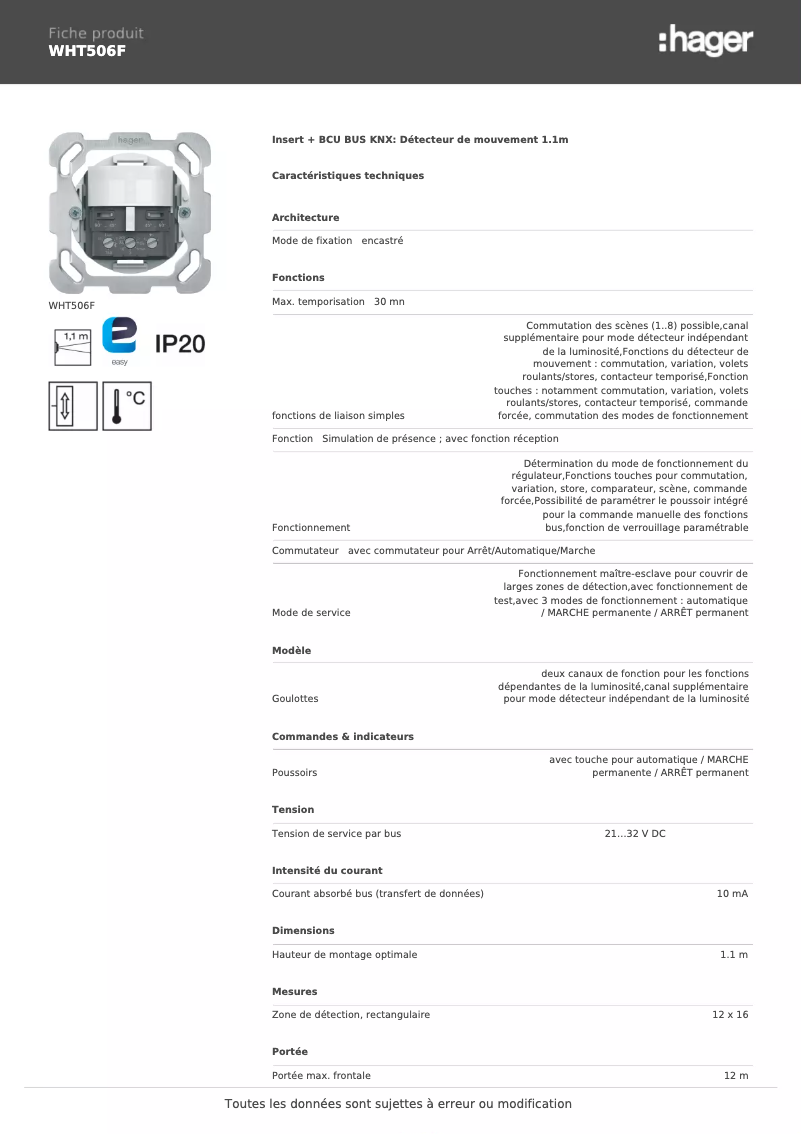 Image de la première page du manuel de l'appareil WHT506F