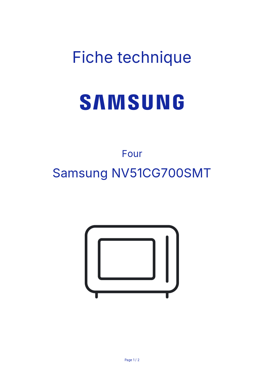 Page n°1 - Fiche technique Samsung NV51CG700SMT